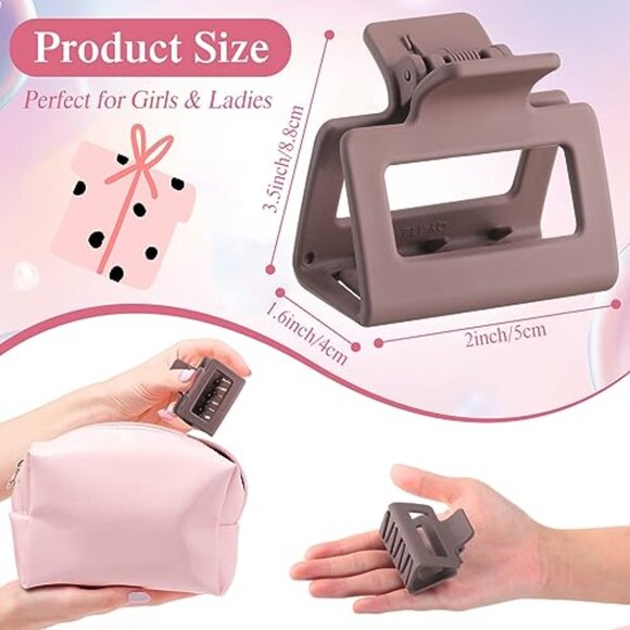 50 Pcs Medium Square Matte Claw Hair Clips Bulk Set main image 4